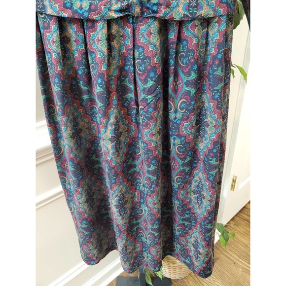Vintage Kathie Lee Collection Multicolor Rayon Long Sleeve Knee Length Dress L - Picture 4 of 11